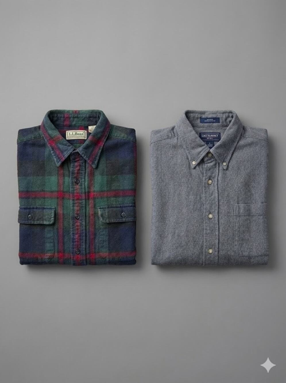 Flannel M LG Lot of 2  LL Bean Chamois Shirt & Hathaway Herringbone Plaid Work
